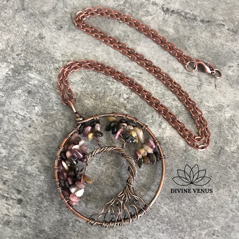 Tourmaline Tree of Life Necklace - Picture 2 of 8
